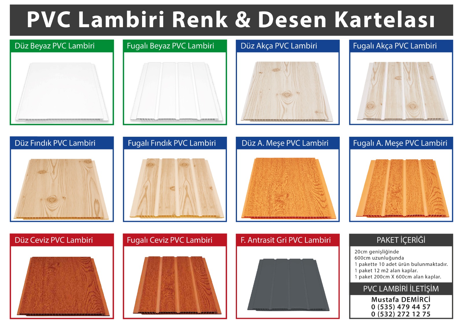 PVC Lambiri Renk ve Desen Kartelası